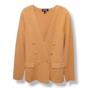 Express Women's Camel Sweater Blazer with Gold Buttons Size Medium NWOT